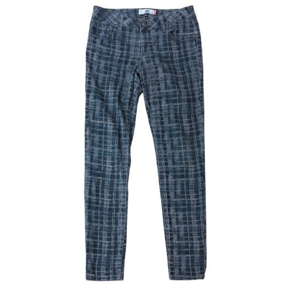 Cabi Grid Print Skinny Jeans Stretch Denim Blue Grey Women 4